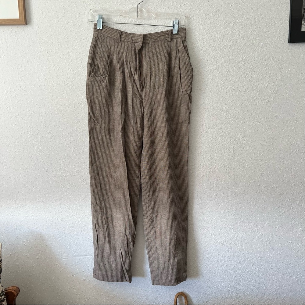 Vtg LIZ CLAIBORNE taupe high rise trouser pants 8 textured weave